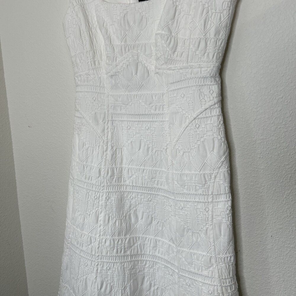 Nanette Lepore Womens Synthesizer Jacquard Scoop Neck A Line Dress White Size 2 - Picture 3 of 12